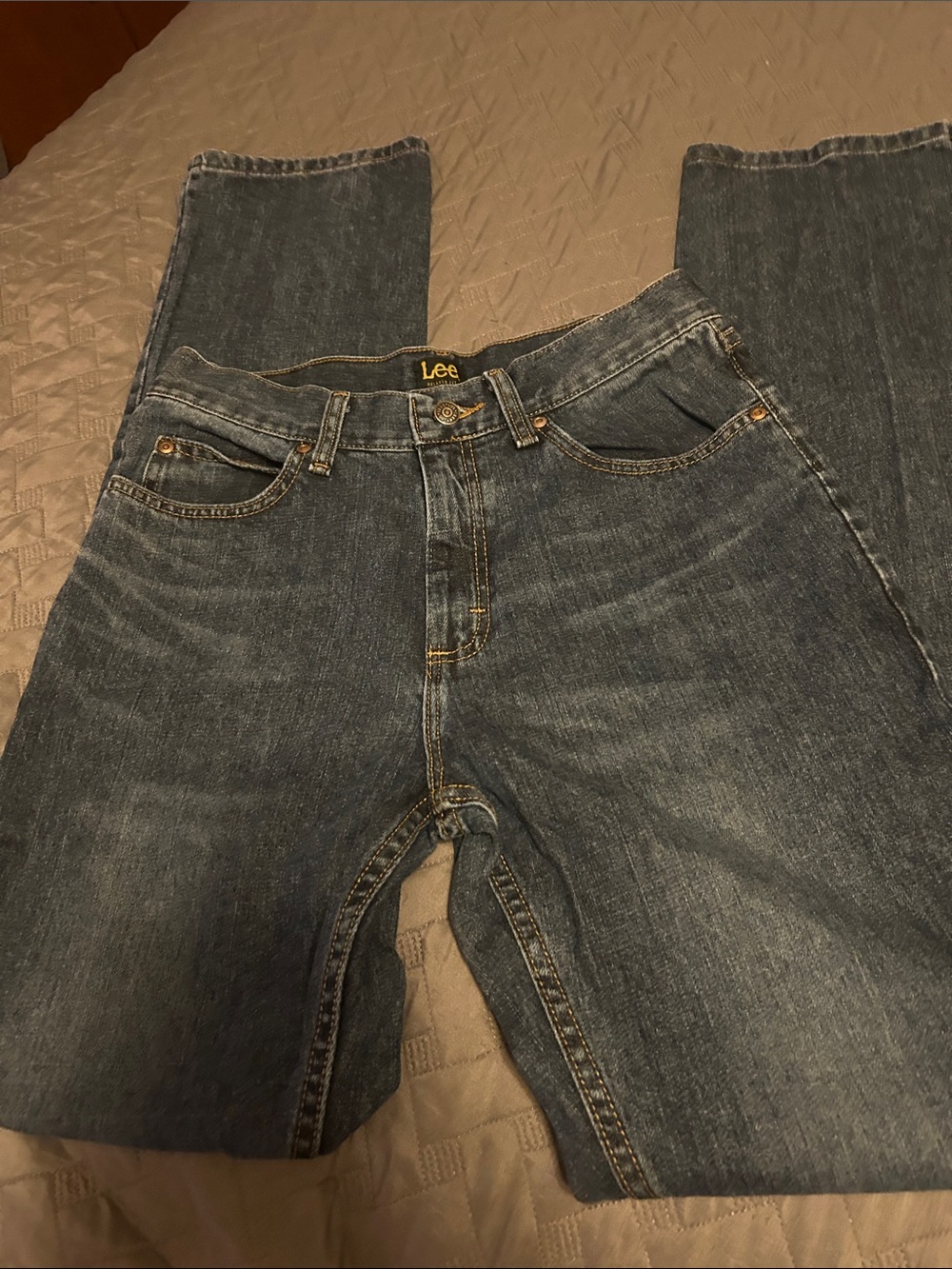Lee Men’s Relaxed Fit Jeans in Dark Blue Denim 30x36 tall inseam